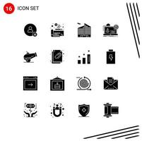 Stock Vector Icon Pack of 16 Line Signs and Symbols for weapon website building seminar forum Editable Vector Design Elements