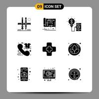 9 User Interface Solid Glyph Pack of modern Signs and Symbols of order commerce map call smartphone Editable Vector Design Elements