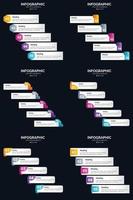 Vector 6 Infographics Pack Presentation slide template 5 Steps cycle diagrams and timelines