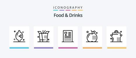 paquete de iconos de la línea 5 de alimentos y bebidas, incluida la cocina. alimento. manzana. come. comida. diseño de iconos creativos vector