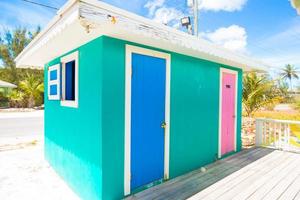 Bright colored houses on an exotic Caribbean island photo