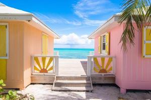 Bright colored houses on an exotic Caribbean island photo