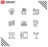 9 iconos creativos signos y símbolos modernos del controlador plant pot leafe elementos de diseño vectorial editables reales vector