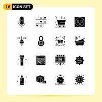 Pictogram Set of 16 Simple Solid Glyphs of control plumb bob commerce bob socket Editable Vector Design Elements