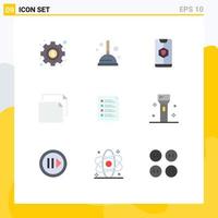 9 User Interface Flat Color Pack of modern Signs and Symbols of list check heart checklist document Editable Vector Design Elements