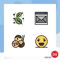 conjunto de 4 iconos de interfaz de usuario modernos símbolos signos para ash mail naturaleza contacto elementos de diseño vectorial editables japoneses vector