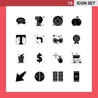 Set of 16 Modern UI Icons Symbols Signs for text peach personal fruit shutdown Editable Vector Design Elements