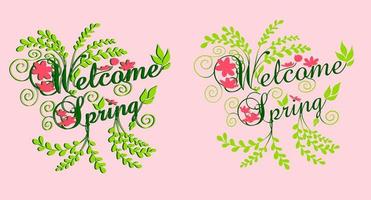 Springtime holiday seasonal quotes and wishes icons. Vector isolated set of Hello Spring and spring is in the Air quotations lettering text for spring season greeting card design