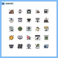 Modern Set of 25 Filled line Flat Colors and symbols such as device fragile city delivery box Editable Vector Design Elements