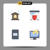 conjunto de 4 iconos de interfaz de usuario modernos signos de símbolos para el escudo de gestión de lechadas bancarias mostrar elementos de diseño vectorial editables vector