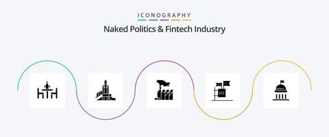 Naked Politics And Fintech Industry Glyph 5 Icon Pack Including election. ballot. playground. lobbying. domination vector