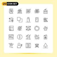 Mobile Interface Line Set of 25 Pictograms of holiday internet of things open internet connection Editable Vector Design Elements
