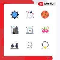 9 Flat Color concept for Websites Mobile and Apps design art coin palace building Editable Vector Design Elements