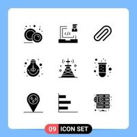 9 Universal Solid Glyphs Set for Web and Mobile Applications study idea programmer growth pin Editable Vector Design Elements