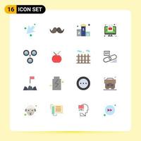 Set of 16 Modern UI Icons Symbols Signs for connections media award marketing race Editable Pack of Creative Vector Design Elements