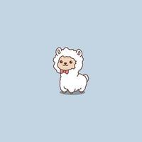 Cute alpaca cartoon icon, vector illustration