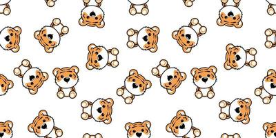 Cute tiger cartoon seamless pattern, vector illustration