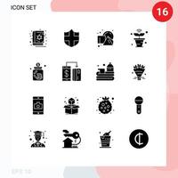 Set of 16 Modern UI Icons Symbols Signs for business wifi geometrical things iot Editable Vector Design Elements