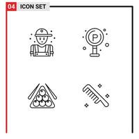 Set of 4 Modern UI Icons Symbols Signs for man ball plumber life sport Editable Vector Design Elements