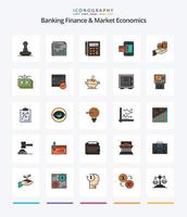 finanzas bancarias creativas y economía de mercado paquete de iconos rellenos de 25 líneas, como el cálculo. cuenta. negocio. contabilidad. papel vector