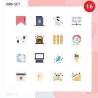 16 Universal Flat Color Signs Symbols of usb cable coffee hosting center data center Editable Pack of Creative Vector Design Elements