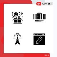 Modern Set of 4 Solid Glyphs and symbols such as analysis technology graph vertical electricity Editable Vector Design Elements