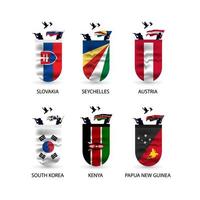 colección de banderas de eslovaquia, austria, kenia, corea del sur, seychelles, papúa nueva guinea
