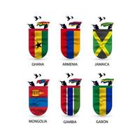 colección de banderas de ghana, armenia, jamaica, mongolia, gambia, gabón vector