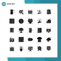 Modern Set of 25 Solid Glyphs Pictograph of reading time protection world lock home Editable Vector Design Elements