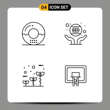 4 User Interface Line Pack of modern Signs and Symbols of cooking webmaster food hand friendly Editable Vector Design Elements