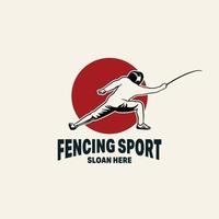 Fencing sport logo design inspiration vector