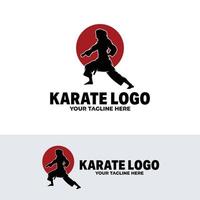Silhouette of karate logo design template vector