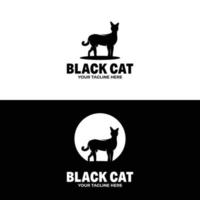 Silhouette of black cat logo design inspiration