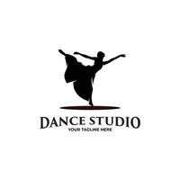 Silhouette of dance studio logo design vector
