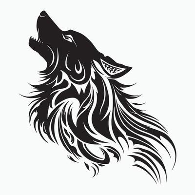 Illustration of Fox Tattoo in the pose of making sound in sky