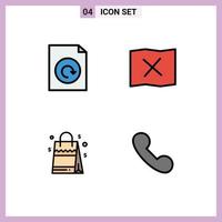 Pictogram Set of 4 Simple Filledline Flat Colors of document american location bag incoming Editable Vector Design Elements