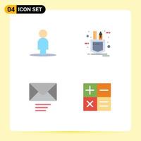 conjunto de iconos planos de interfaz móvil de 4 pictogramas de avatar enviar parche boceto finanzas elementos de diseño vectorial editables vector