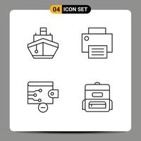 Set of 4 Modern UI Icons Symbols Signs for filled printer transportation devices remove Editable Vector Design Elements