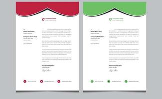Creative elegant clean minimalist abstract company modern corporate identity official professional business letterhead design template green red colors standard sizes. vector