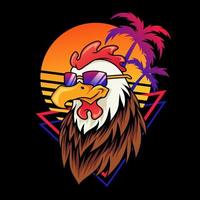 Chicken head in retro style vector