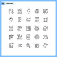 25 Universal Lines Set for Web and Mobile Applications basketball ring user present school Editable Vector Design Elements
