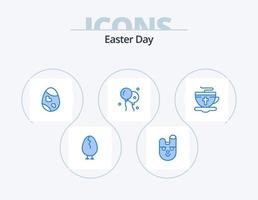 paquete de iconos azul de pascua 5 diseño de iconos. taza. naturaleza. pájaro. Pascua de Resurrección. corazón vector