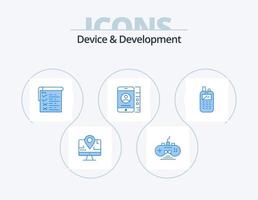 dispositivo y desarrollo paquete de iconos azules 5 diseño de iconos. radio. teléfono. Lista de Verificación. Servicio. móvil vector