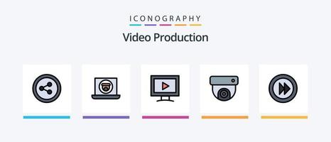 Video Production Line Filled 5 Icon Pack Including media . audio . photo. video. Creative Icons Design vector