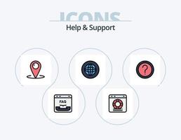 Help And Support Line Filled Icon Pack 5 Icon Design. chat alert. bubble. help. ring. lifebuoy vector