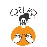 hand drawn doodle angry and bad mood woman illustration vector