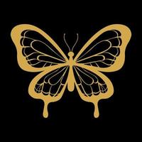 mariposa dorada en vector con fondo negro