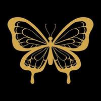 Golden Butterfly in Vector with Black Background