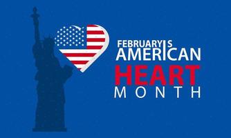 ilustración vectorial de febrero es diseño de concepto de mes de corazón americano vector
