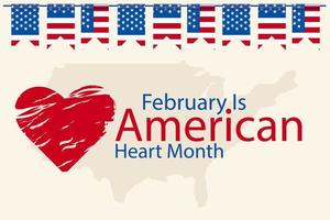 febrero es el mes del corazón americano, adecuado para banner, fondo, ilustración vectorial vector